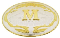 Initial M Belt Buckle Multiple Style Real Rodeo Western Letter Cowboy Men Women