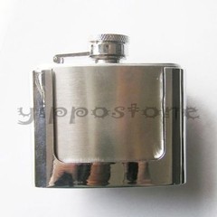 2 oz. Stainless Steel Flask Metal Removable Concealed Belt Buckle Alcohol Drinks
