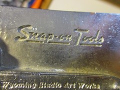 SNAP-ON TOOLS VINTAGE SPP-347 CHROME BELT BUCKLE WYOMING STUDIO ART WORKS BRAND