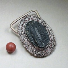 Black Tourmaline Silver Plated Belt Buckle – Handmade Western Statement Buckle