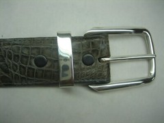 GENUINE CROCODILE BELTS 1-3/8&Prime; & 1.5&Prime; WIDE, W/ 2 PC SET SILVER 925 SOLID BUCKLE