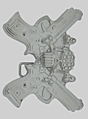 Skull Belt Buckles Gun Silver Metal Emblem Vintage Pirate Men Women BlingTattoo