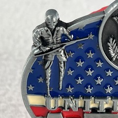 United States Army Belt Buckle American Soldier Silver Tone U.S. Flag