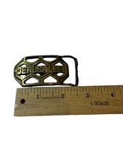 Vintage Jerusalem Brass Tone Belt Buckle Cutout Souvenir Holy Land Hardware