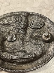 1988 C&J Vintage Electrician Pewter Enamel Belt Buckle 1054 Made USA 3.25×2.5”