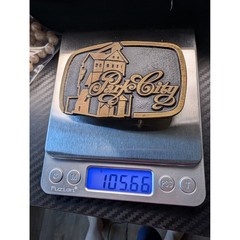 Vintage Dynabuckle Park City Utah Belt Buckle Brass Tone Silver King Mine Provo