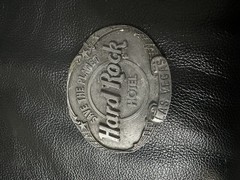 VTG 1995 Hard Rock Hotel Las Vegas « Save the Planet » Belt Buckle Multicolored