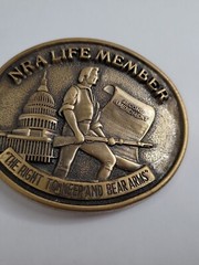 NRA Belt Buckle Large Bronze 2nd Amendment Clasp The Right To Keep And Bear Arms