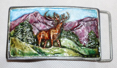 SPEC-CAST VTG BELT BUCKLE 1979 BIG BUCK DEER 3D RAISED GLOSSY DENVER COLORADO