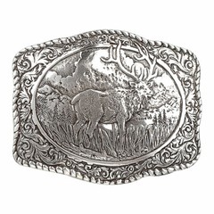 Crumrine ELK Western Men&rsquo;s Silver Tone Belt Buckle 38042