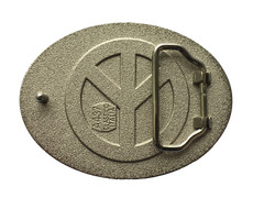 Belt Buckle Peace Symbol Silver with Diamante Inlay 40mm Biker Cowboy Western