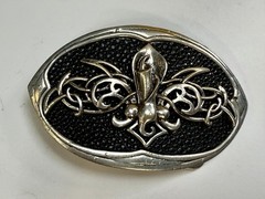 Celtic Knot Fleur De Lis Symbol Gothic Punk Vibe Black Silver Color Belt Buckle