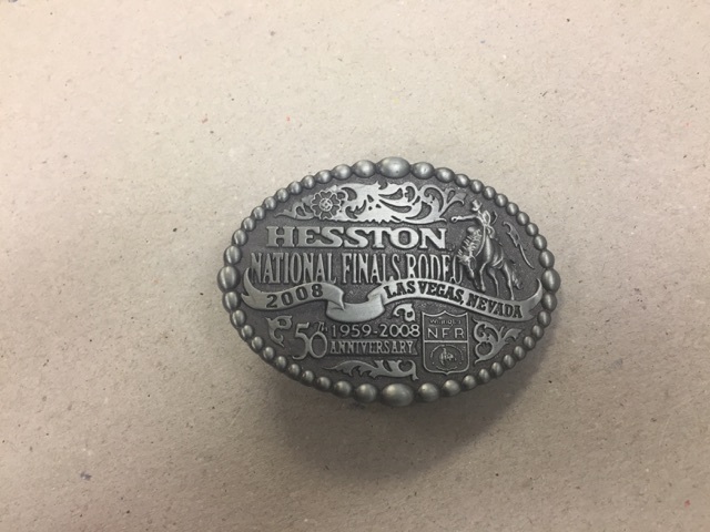 1959-2008 Hesston National Finals Rodeo Belt Buckle, 50th Anniversary -Youth