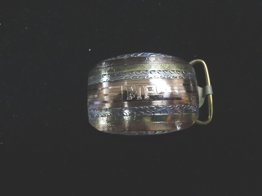 c363 Vintage Belt Buckle in Sterling Silver with Gold Plating