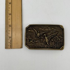Vintage Flying Landing Ducks Belt Buckle Solid Brass BTS USA Hunting Fashion