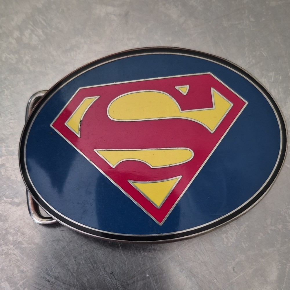 DC Comics Superman S Shield Logo Oval Metal Clip Belt Buckle 1.5in Blue