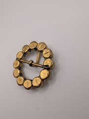 1930&rsquo;s Rhinestone Buckle Round Brass Paste Crystal Czech Style Dress Sash