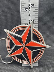 Red & Black Star in Circle Nautical Great American Products pewter belt buckle