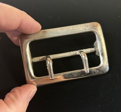 Vintage Solid Brass Chrome Plated 2.25” Double Prong Duty Belt Buckle USA #1