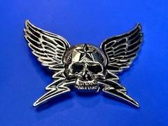 Winged Skull with Stars Reflective Gothic Punk Motorcycle Biker Belt Buckle
