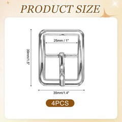 4Pcs Single Prong Belt Buckle 0.75&Prime; ID Curved Bow Buckle for Belt, Silver