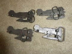 Lot of 4 Vintage 1970s Brass Old Fashion Car Belt Buckles 3 3/4&Prime; Wide
