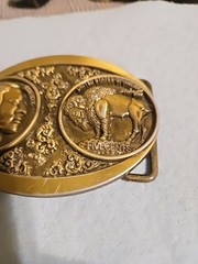 Vintage 5 Cents Buffalo Indian Nickel Western Bronze Plated Metal Belt Buckle