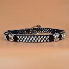 Skull Western Crystal Studded Belt Cowgirl Cowboy Rhinestone Belt For Women Men