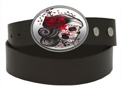 Day of the Dead Belt Buckle – Sugar Skull Tattoo Halloween Rockabilly Buckle -73