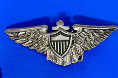 Large Military US Army Air Force? Aviator Badge Pilot Wings Shield Belt Buckle