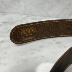GUCCI buckle belt Sherry Line Gold hardware Made in Italy Brown Canvas Leather
