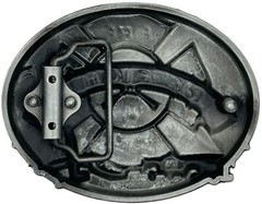 Fire Dept. Fire Fighter Rescue Truck Red Enameled Belt Buckle New
