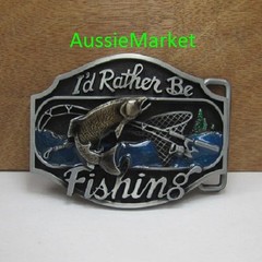 1 x mens belt buckle metal jeans fish fishing rod boat net hook fathers day new