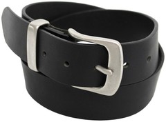Solid Brass Buckle and Keeper Quality Full Grain Genuine Leather Belt 41004. BLK