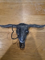 1977 Vinegarroon Foundries Fine Pewter Longhorn Skull Belt Buckle Texas Western