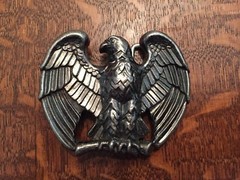 Vintage 80s AVON Perched Eagle Thick Metal Belt Buckle