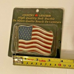 USA Flag Chrome Blue/White/Red American Belt Buckle