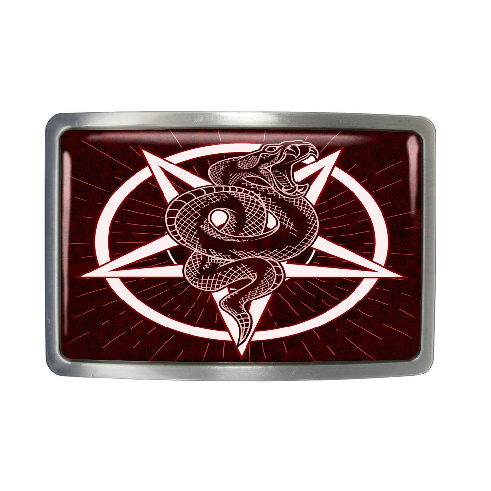 Snake Pentagram Belt Buckle – Viper Snake Occult Pentacle Belt Buckle – 950