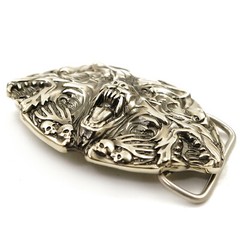 German silver belt buckle Cerberus, Animal buckle, Three headed dog, Hell dog
