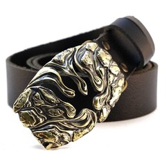 Handmade brass belt buckle Lava Trident, Ukrainian Polygonal Low poly design