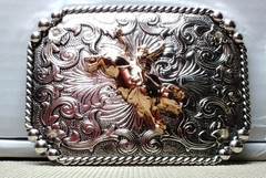 BULL RIDING COWBOY WESTERN Belt Buckle Hebilla Vaquera Con Toro RODEO JARIPEO