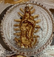 Western Rodeo Belt Buckle Virgin Mary Guadalupe Horse Shoe Silver Gold Tones