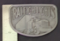 Vtg Raleigh Lights Belt Buckle Semi Truck 18 Wheeler Pewter Tobacco Cigarettes