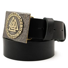 Valknut belt buckle, Old Norse Scandinavian Nordic Celtic Viking Pagan runic