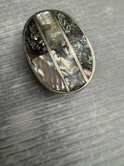 vintage Mexican Nickel Plated Bronze w/ Abalone Inlays 1” BELT BUCKLE