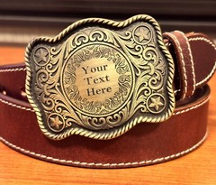 Engraved Brass Belt Buckle Custom Personalized Monogrammed Western Buckle
