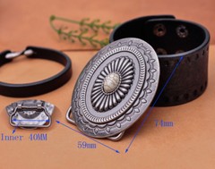 Huge Vintage Tribal Indian Floral Turquoise Belt Buckle Beige Bead