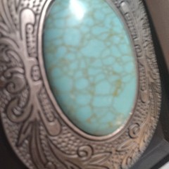 Blazin Roxx Western Belt Buckle Oval Turquoise Stone Silver 37902