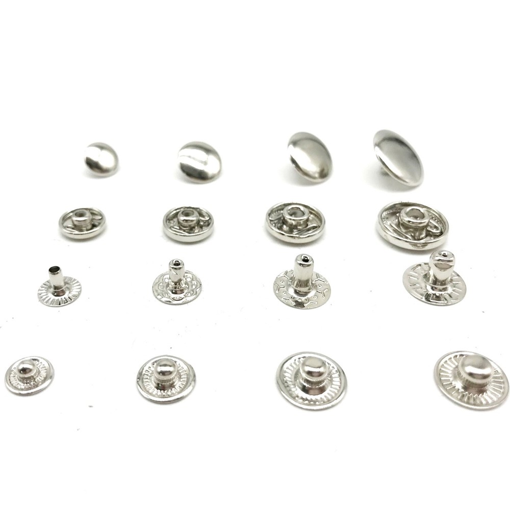 8/10/12.5/15mm Silver Plated Brass Snap Button Leather Craft Fastener Closur lot