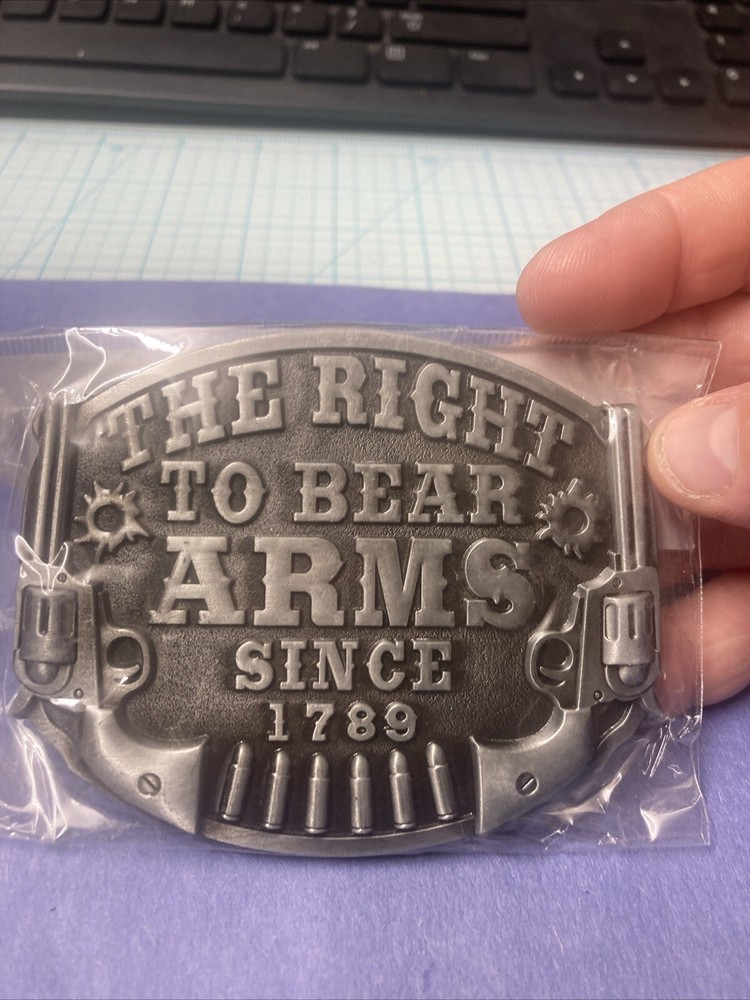 NEW &lsquo;The Right to Bear Arms Since 1789&rsquo; Western Style Metal Belt Buckle/China.